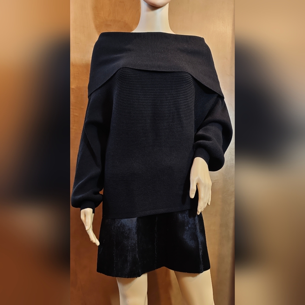 NWT ZARA Black Off-the-Shoulder Sweater